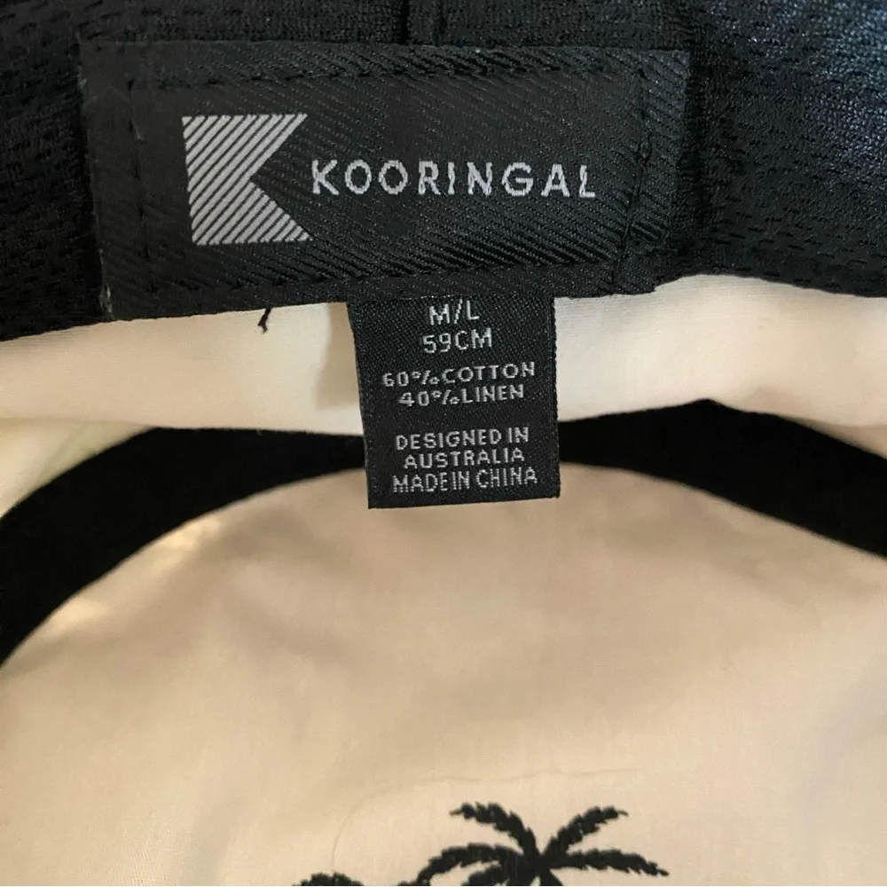 Kooringal Bucket Hat Palm Valley Green and Cream Cotton Linen Crushable M/L